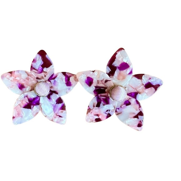 Baublebar Large Acrylic Floral Dramatic Multicolored Statement Earrings - Picture 1 of 5